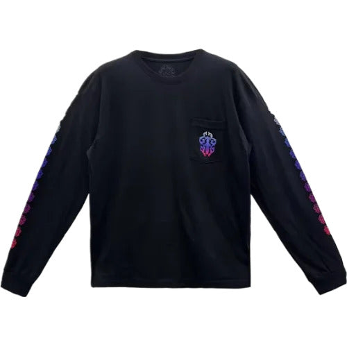 Chrome Hearts Gradient Dagger Horseshoe Logo Long Sleeve Tee - Black Cotton Unisex Streetwear