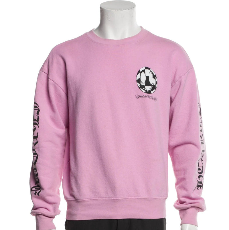 chrome hearts Pink sweatshirt with a graphic design on a mannequin against a white background