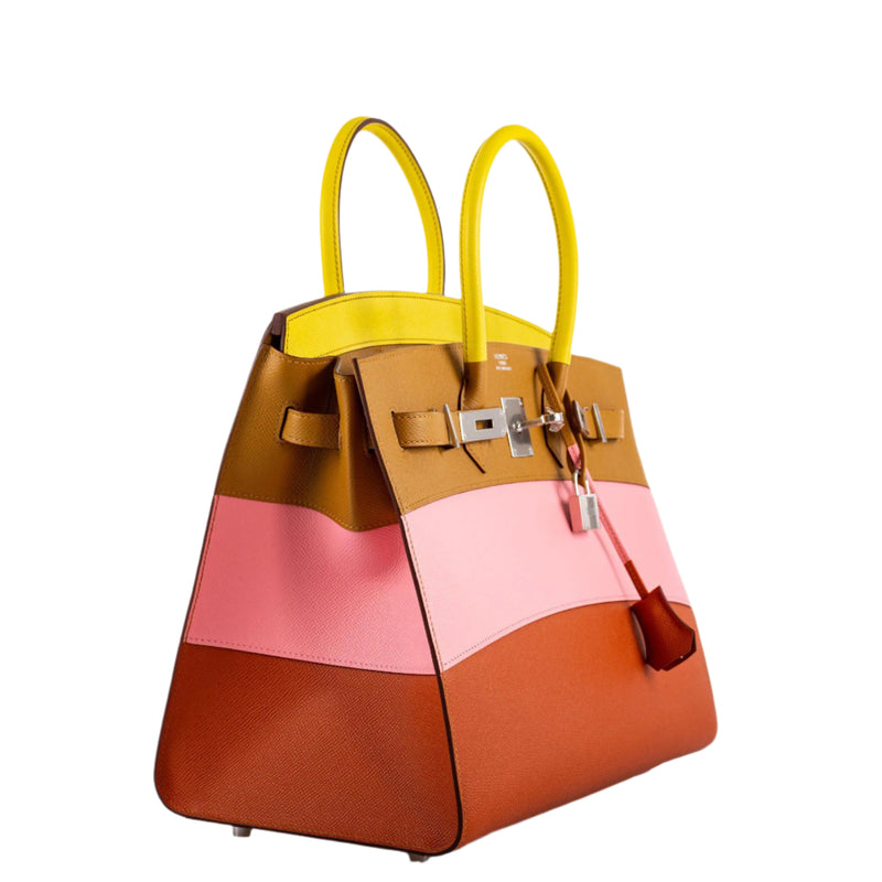 right view of Hermès Birkin 35 Sellier “Sunrise” Rainbow Epsom