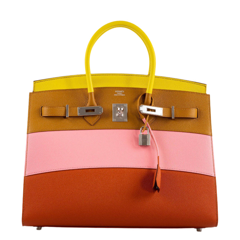 Hermes Birkin 35 Sellier "Sunrise" Rainbow Epsom Palladium Hardware - 2020, Y