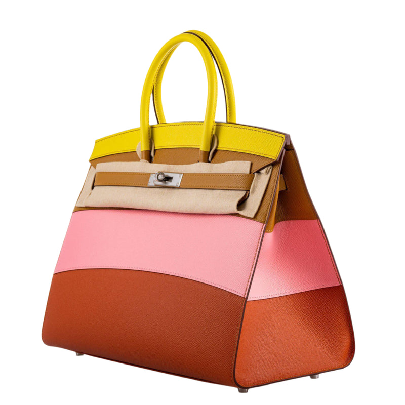Hermes Birkin 35 Sellier "Sunrise" Rainbow Epsom Palladium Hardware - 2020, Y