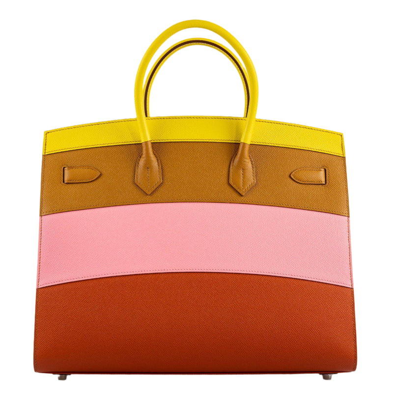back view of Hermès Birkin 35 Sellier “Sunrise” Rainbow Epsom