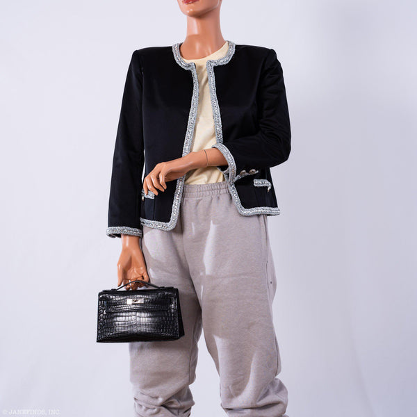 Hermes Kelly Pochette Black Matte Niloticus Crocodile