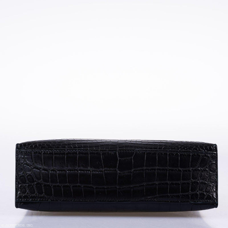 Hermes Kelly Pochette Black Matte Niloticus Crocodile