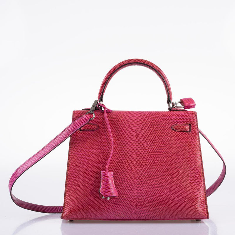 Hermes Kelly 25 Sellier Fuchsia Lizard