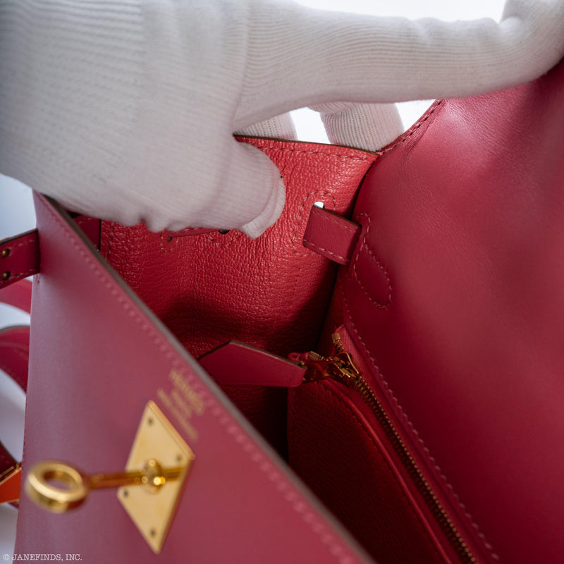 Hermes Kelly 25 Sellier Rose Lipstick Tadelakt