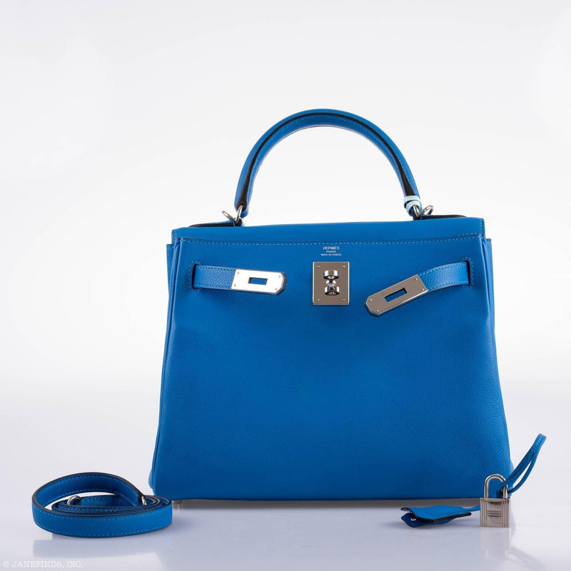 Hermes Kelly 28 Retourne Blue Hydra