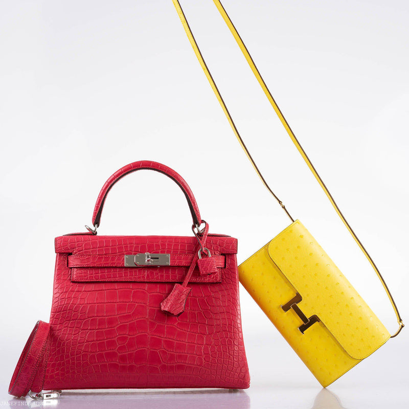 Hermes Kelly 28 Retourne Rose Extreme Matte Alligator