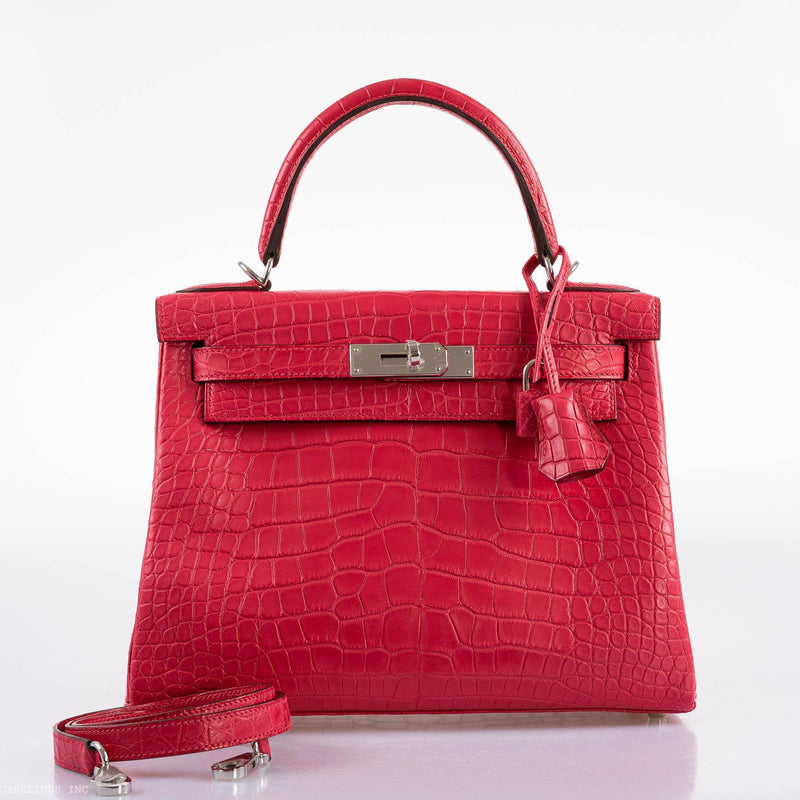 Hermes Kelly 28 Retourne Rose Extreme Matte Alligator