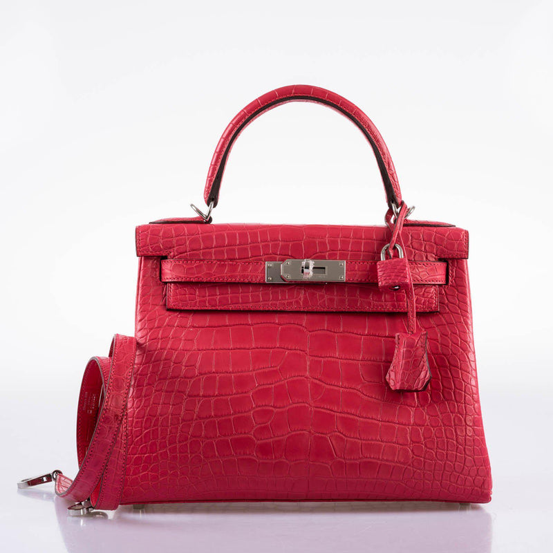Hermes Kelly 28 Retourne Rose Extreme Matte Alligator
