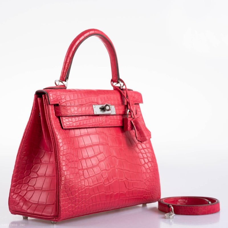 Hermes Kelly 28 Retourne Rose Extreme Matte Alligator