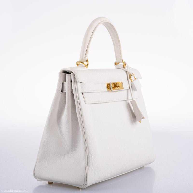 Hermes Kelly 28 Retourne White Epsom