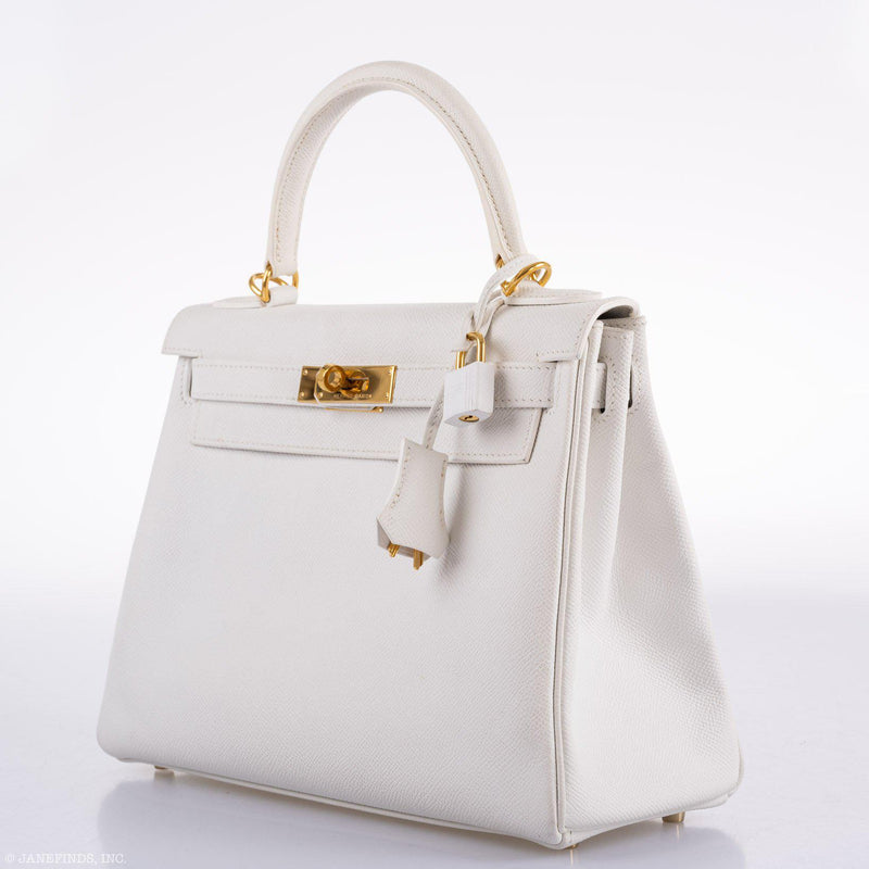 Hermes Kelly 28 Retourne White Epsom