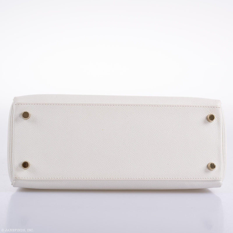 Hermes Kelly 28 Retourne White Epsom