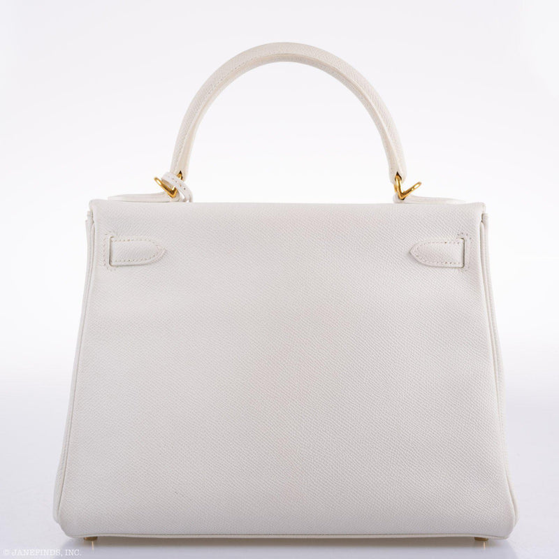 Hermes Kelly 28 Retourne White Epsom