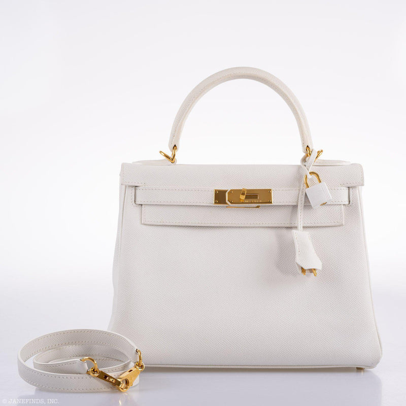 Hermes Kelly 28 Retourne White Epsom