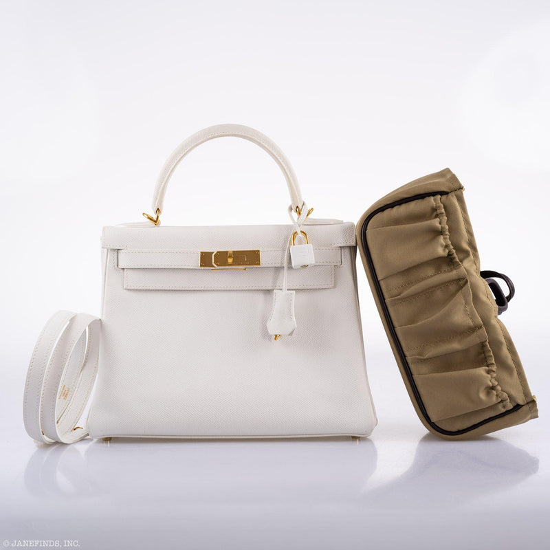 Hermes Kelly 28 Retourne White Epsom