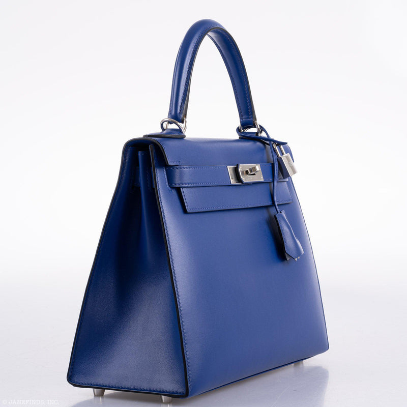 Hermes Kelly 28 Sellier Blue Electric Tadelakt