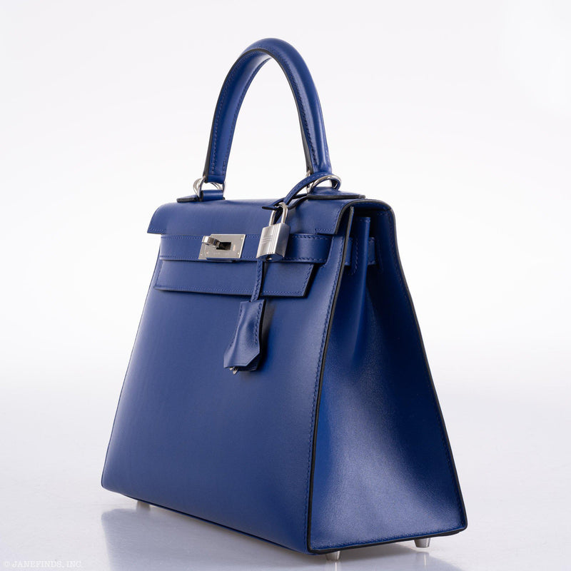 Hermes Kelly 28 Sellier Blue Electric Tadelakt