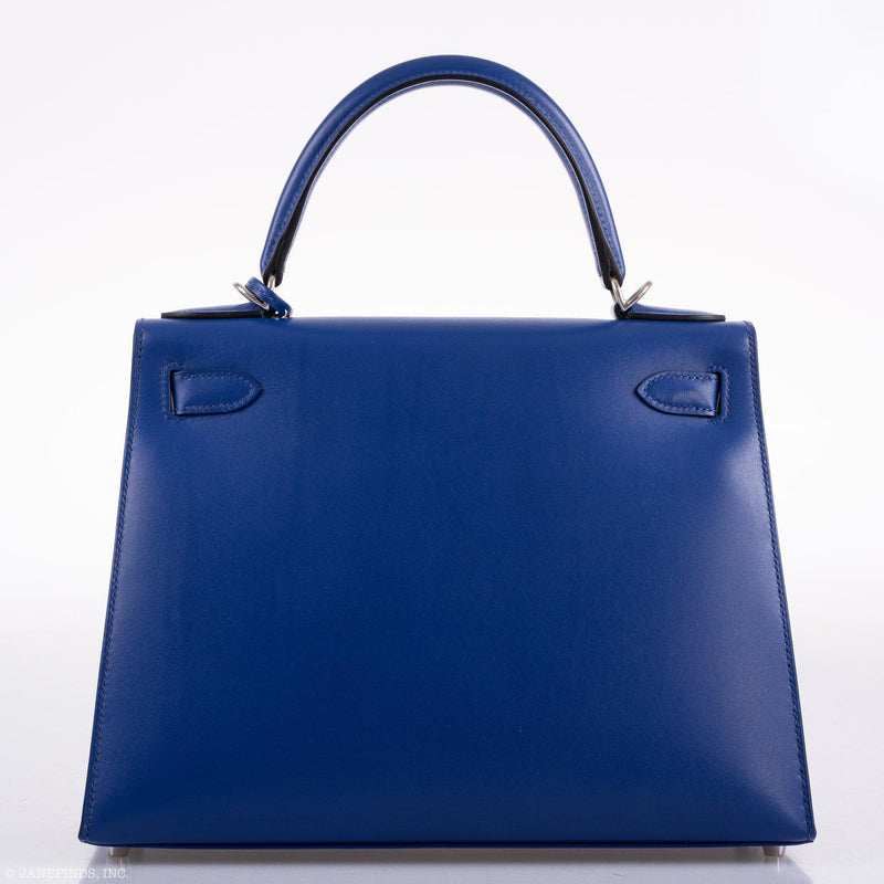Hermes Kelly 28 Sellier Blue Electric Tadelakt