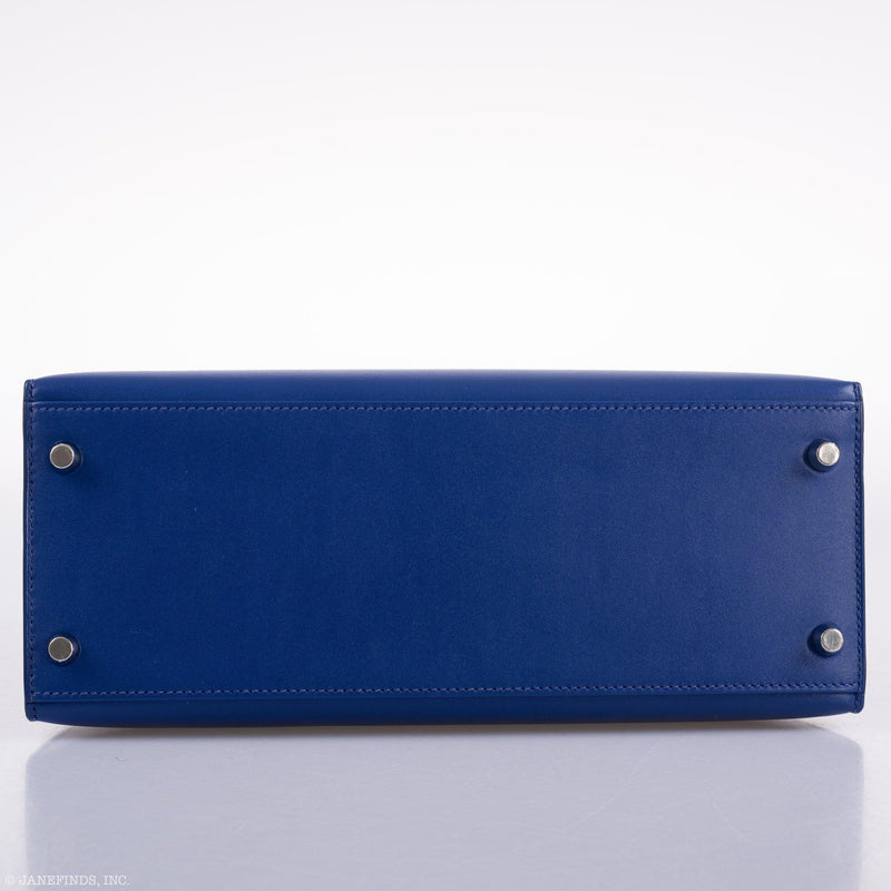 Hermes Kelly 28 Sellier Blue Electric Tadelakt