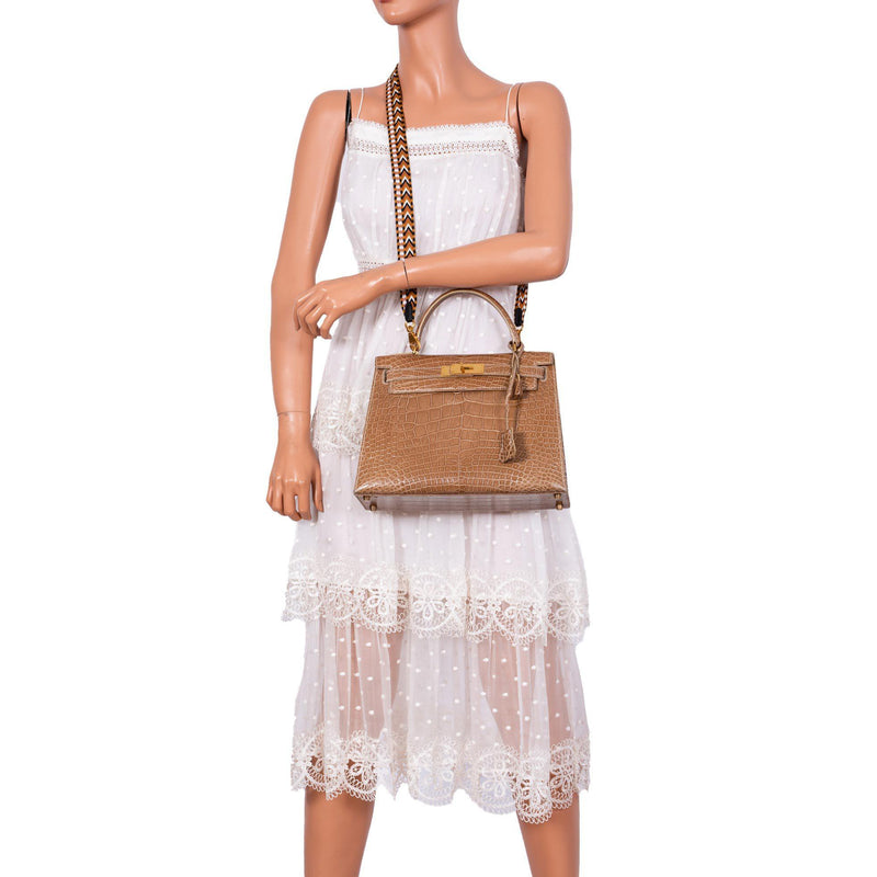 Hermes Kelly 28 Sellier Ficelle Alligator