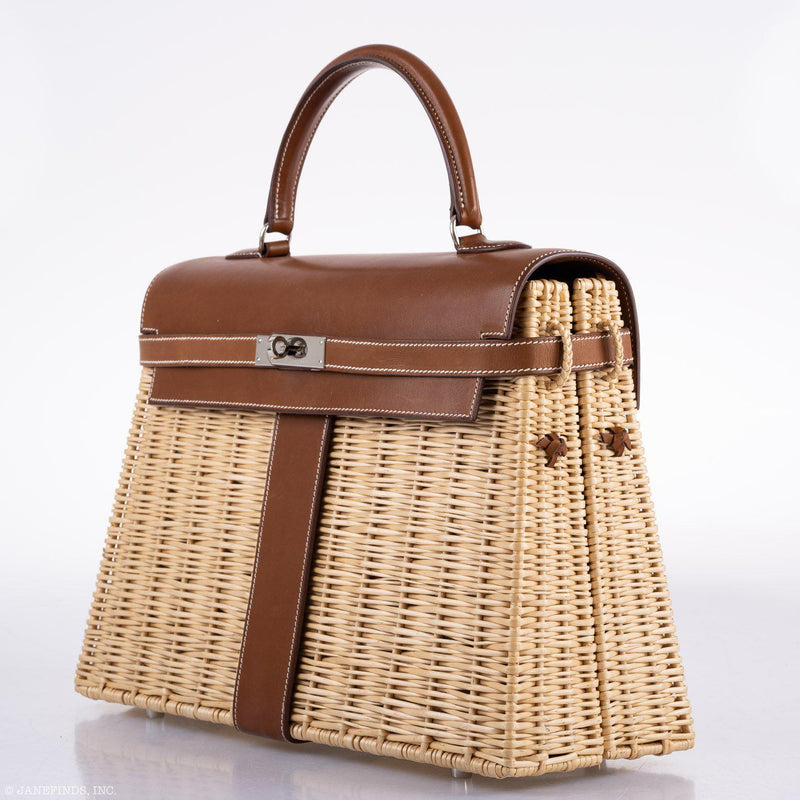 Hermes Kelly 35 Picnic Wicker Barenia