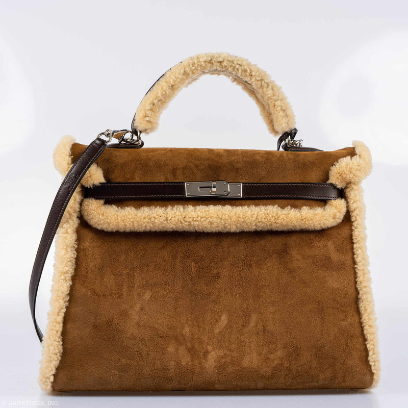 Hermes Kelly 35 Retourne Teddy Shearling