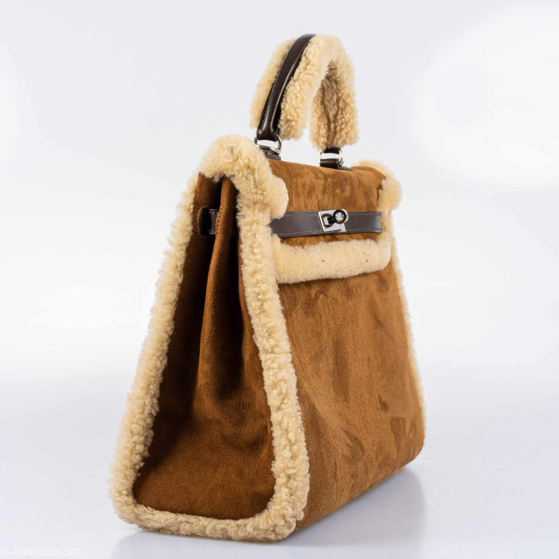Hermes Kelly 35 Retourne Teddy Shearling