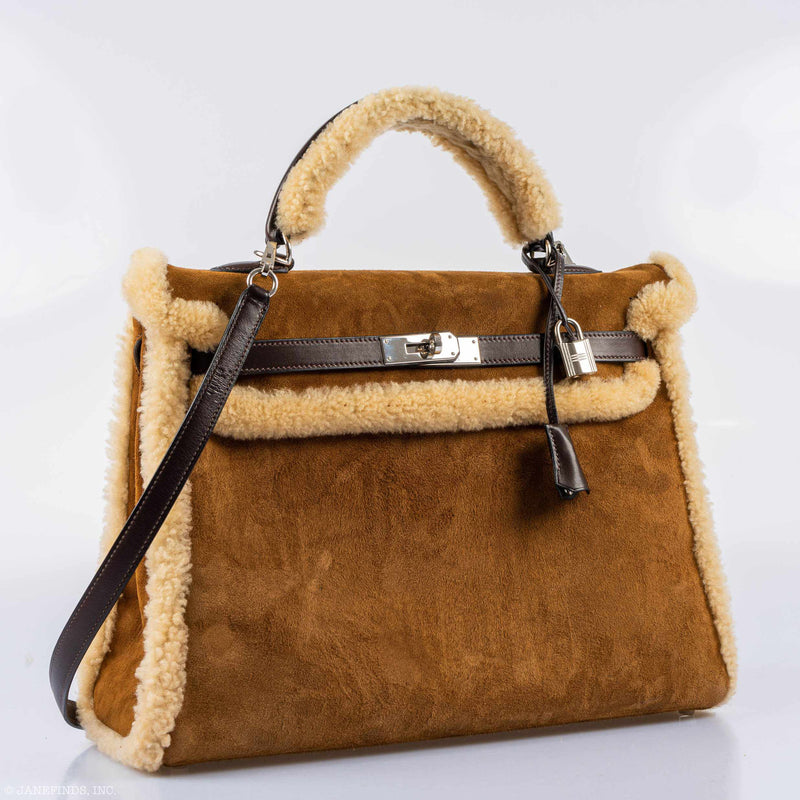 Hermes Kelly 35 Retourne Teddy Shearling