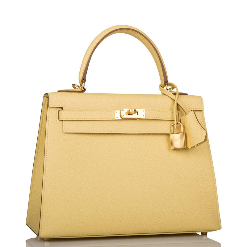 Hermes Kelly 25 Sellier Jaune Poussin