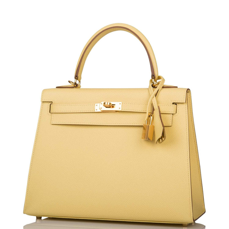 Hermes Kelly 25 Sellier Jaune Poussin