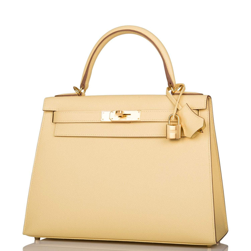 Hermes Kelly 28 Sellier Jaune Poussin