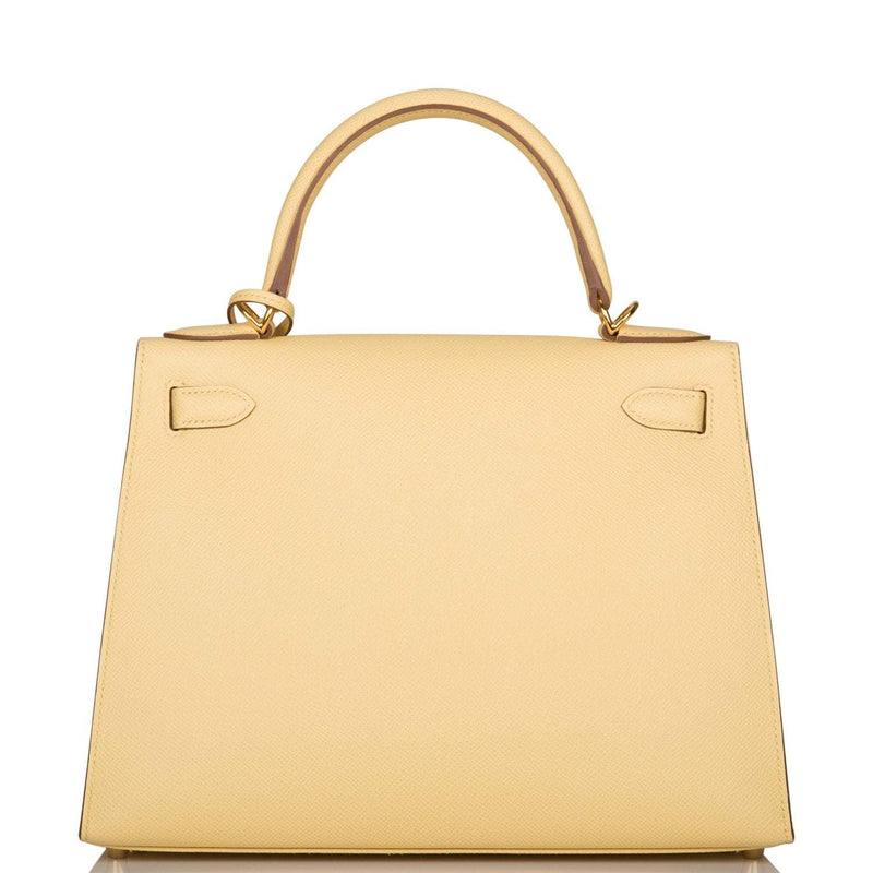 Hermes Kelly 28 Sellier Jaune Poussin