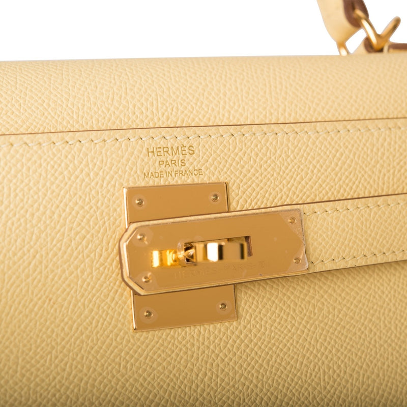 Hermes Kelly 28 Sellier Jaune Poussin