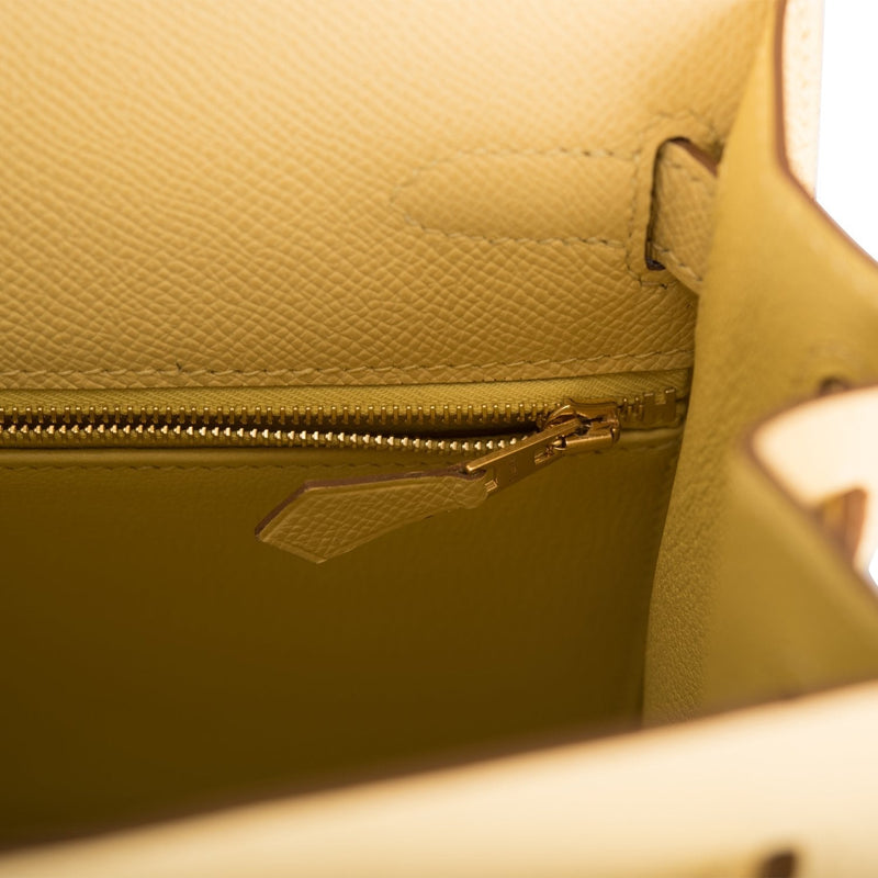 Hermes Kelly 28 Sellier Jaune Poussin