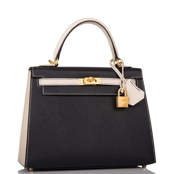 Hermes Kelly 25 Bi-Color Black Craie