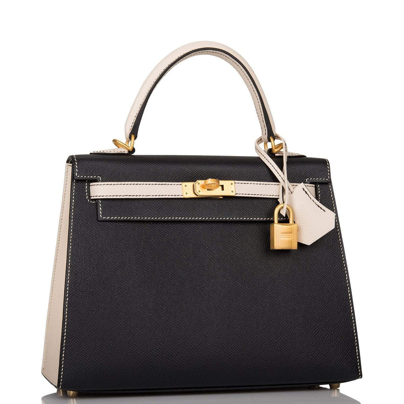 Hermes Kelly 25 Bi-Color Black Craie
