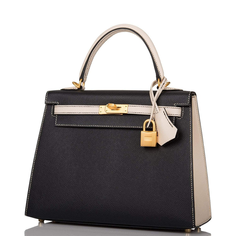 Hermes Kelly 25 Bi-Color Black Craie