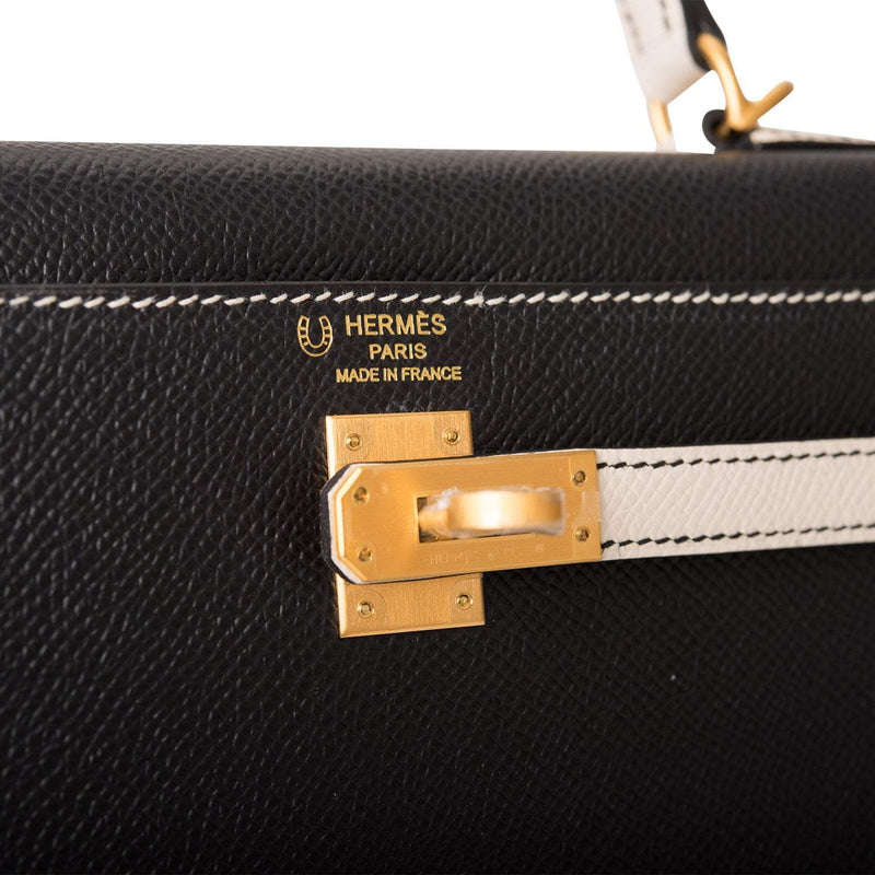 Hermes Kelly 25 Bi-Color Black Craie
