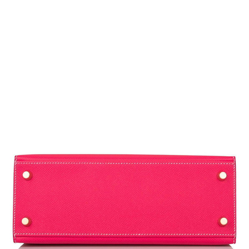 Hermes Kelly 25 Bi-Color Rose Extreme Craie