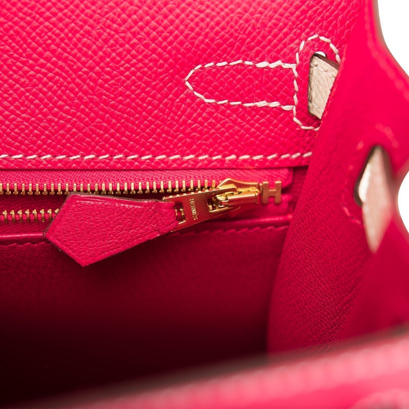Hermes Kelly 25 Bi-Color Rose Extreme Craie