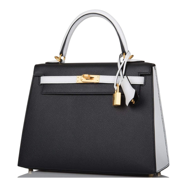 Hermes Kelly 28 Bi-Color Black Craie