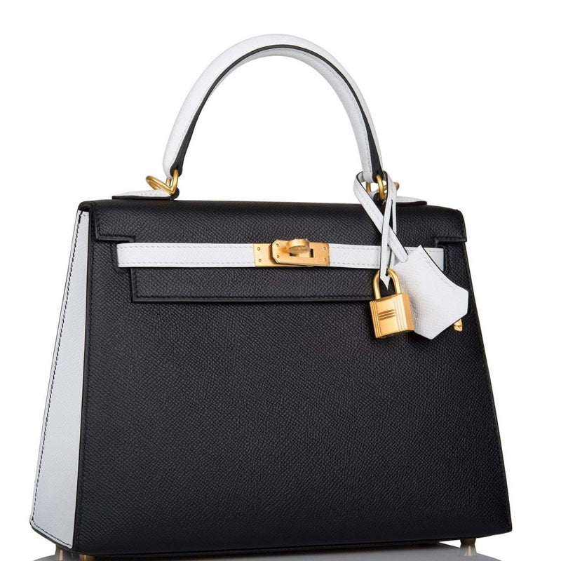 Hermes Kelly 28 Bi-Color Black Craie