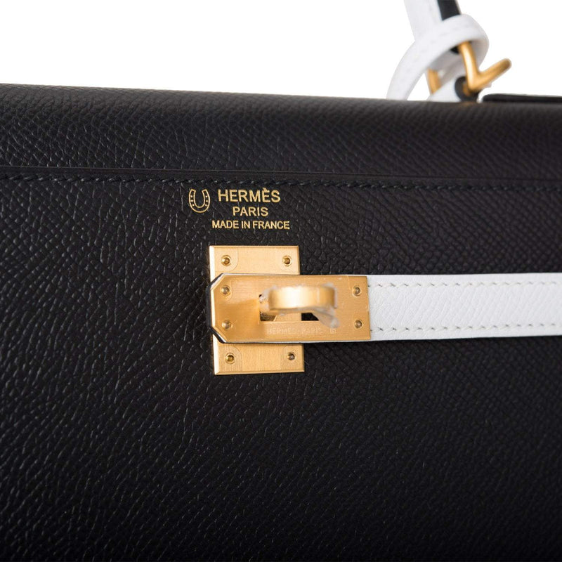 Hermes Kelly 28 Bi-Color Black Craie