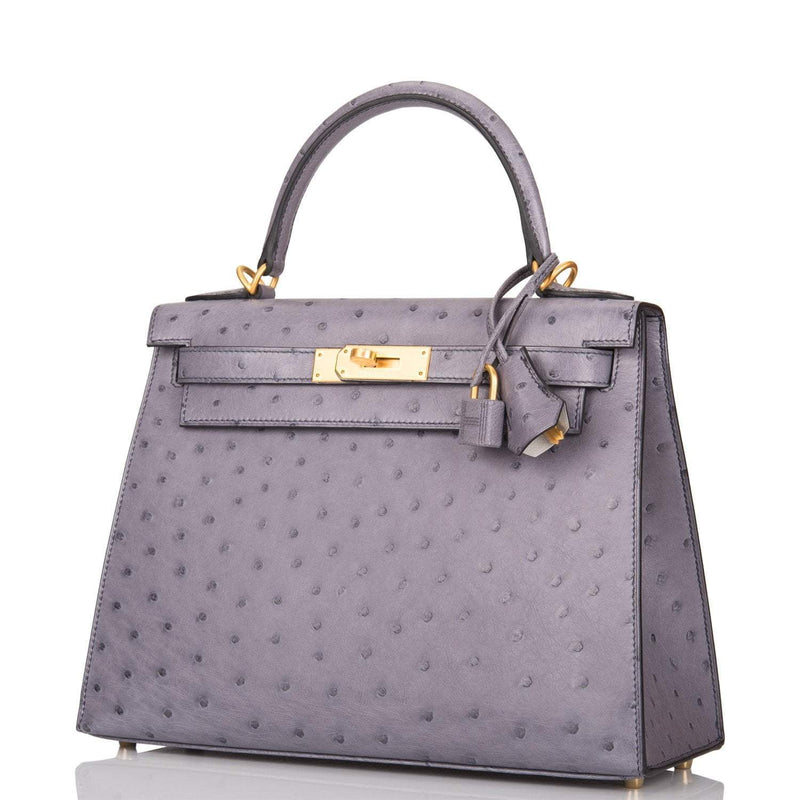 Hermes Kelly 28 Bi-Color Gris Agate Gris Perle Ostrich
