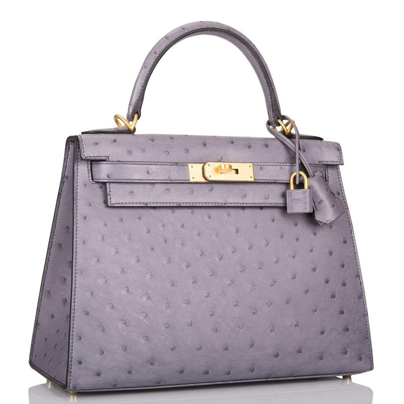 Hermes Kelly 28 Bi-Color Gris Agate Gris Perle Ostrich