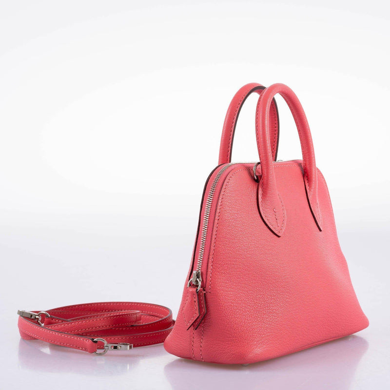 Hermes Mini Bolide 1923 Rose Lipstick Mysore Chevre Palladium Hardware