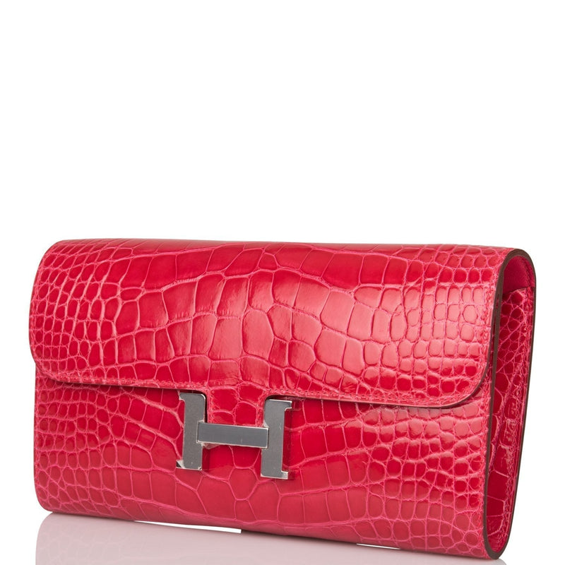 Hermes Constance Wallet To Go Rose Extreme Alligator