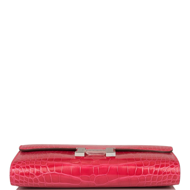 Hermes Constance Wallet To Go Rose Extreme Alligator